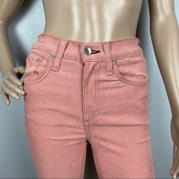 NEW RAG & BONE REVOLVE PINK HIGH-WAISTED CORDUROY PANTS - Picture 3 of 8